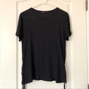 Black Ribbed Material Top with Gold Side Tie